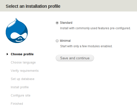 Tela1 select an installation profile drupal.png