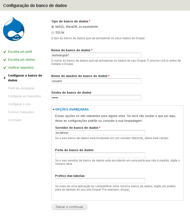 Tela3 configuracao do banco de dados drupal.png