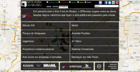 Tela do filtro por roteiros do site Arte Fora do Museu