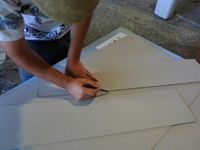 Desenhe uma Diagonal em cada um dos retangulos grande